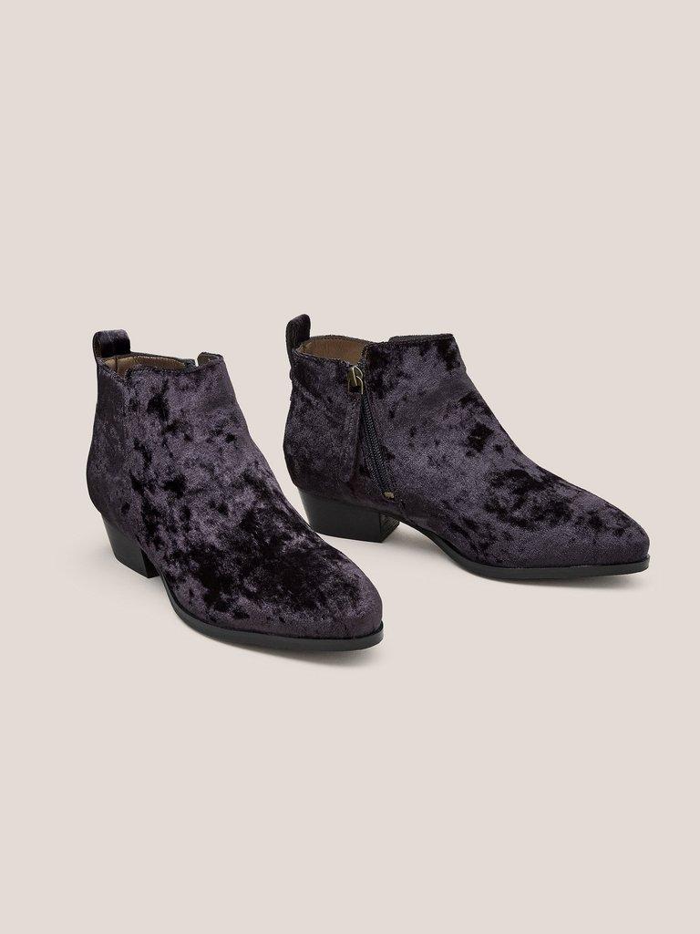 Grey velvet ankle outlet boots