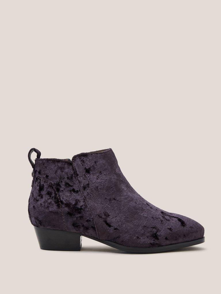 Willow Velvet Ankle Boot in DK GREY - MODEL FRONT