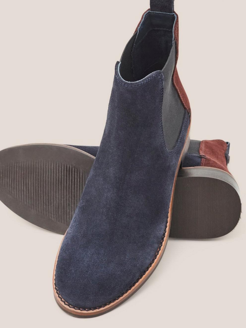 Frankie Suede Chelsea Boot in DARK NAVY - FLAT DETAIL