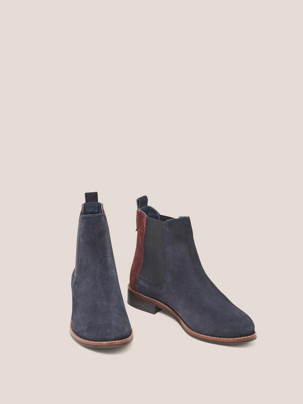 Frankie Suede Chelsea Boot in DARK NAVY - FLAT FRONT