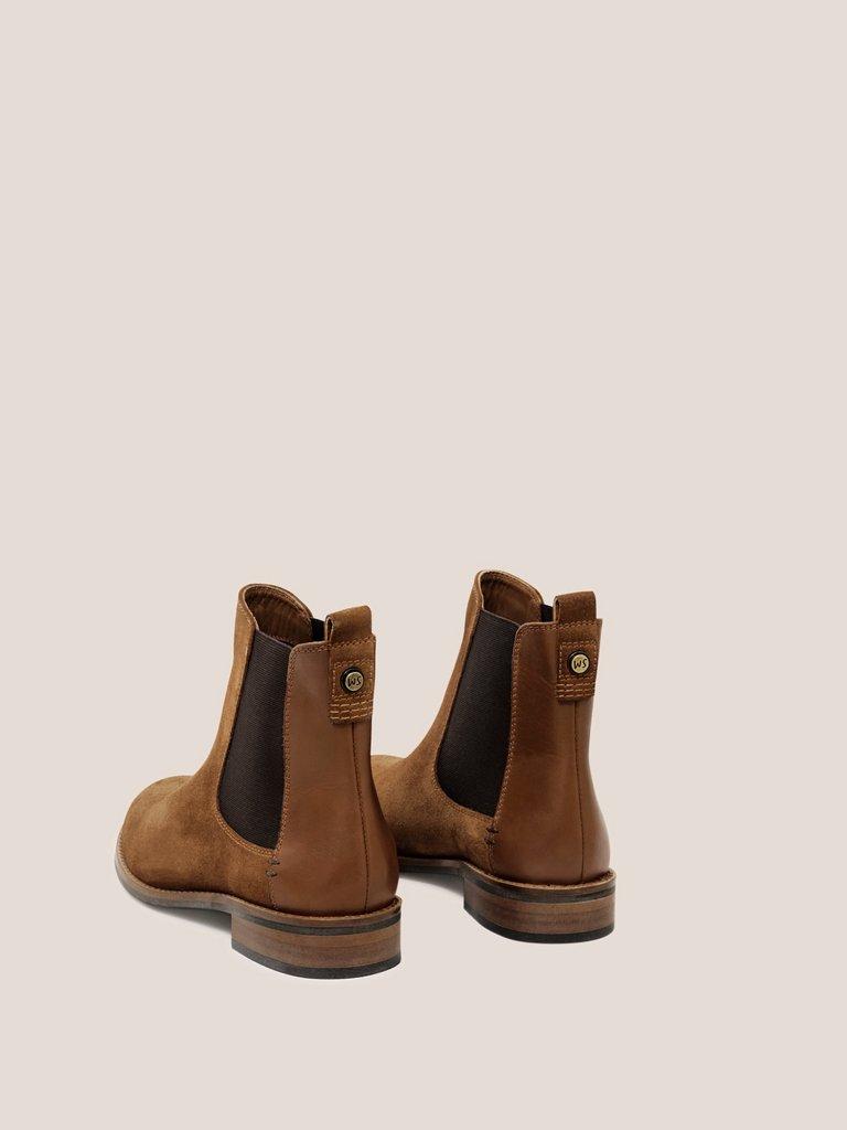Frankie Suede Chelsea Boot in MID TAN - FLAT BACK
