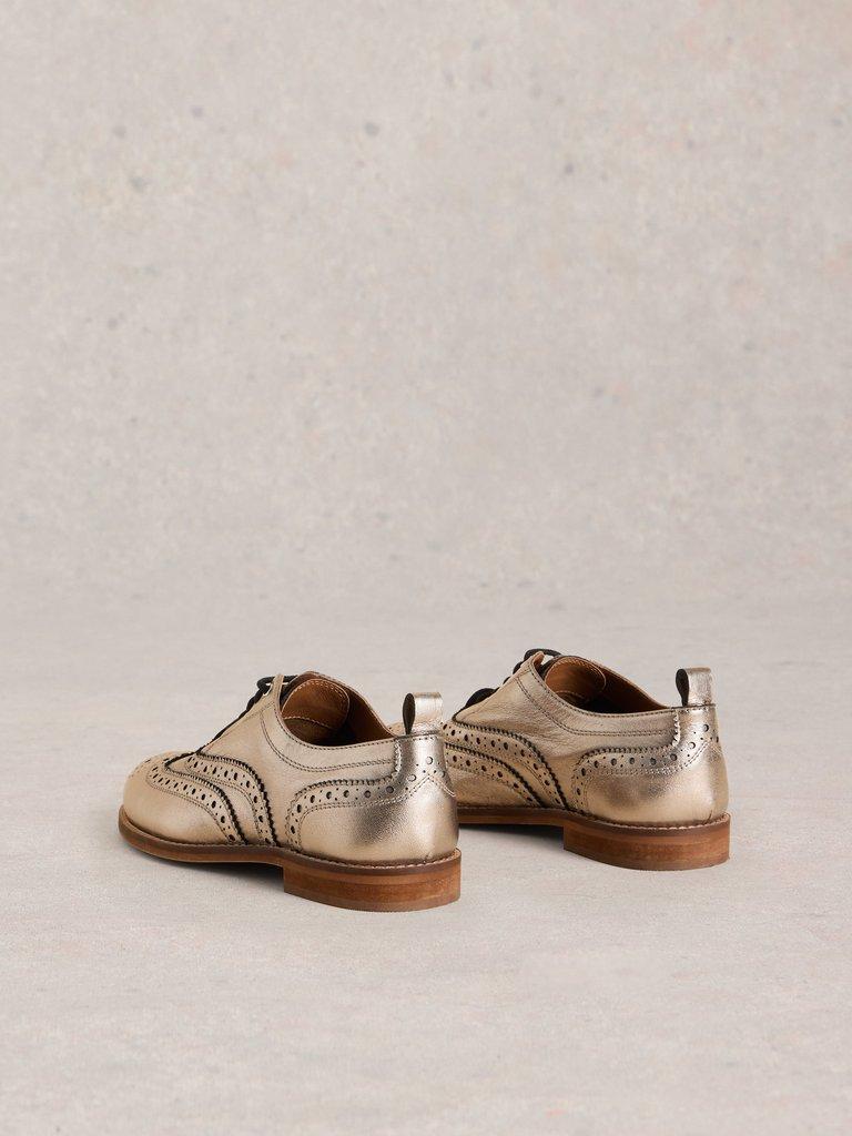 Thistle Leather Lace Up Brogue in COLOUR MET - FLAT BACK