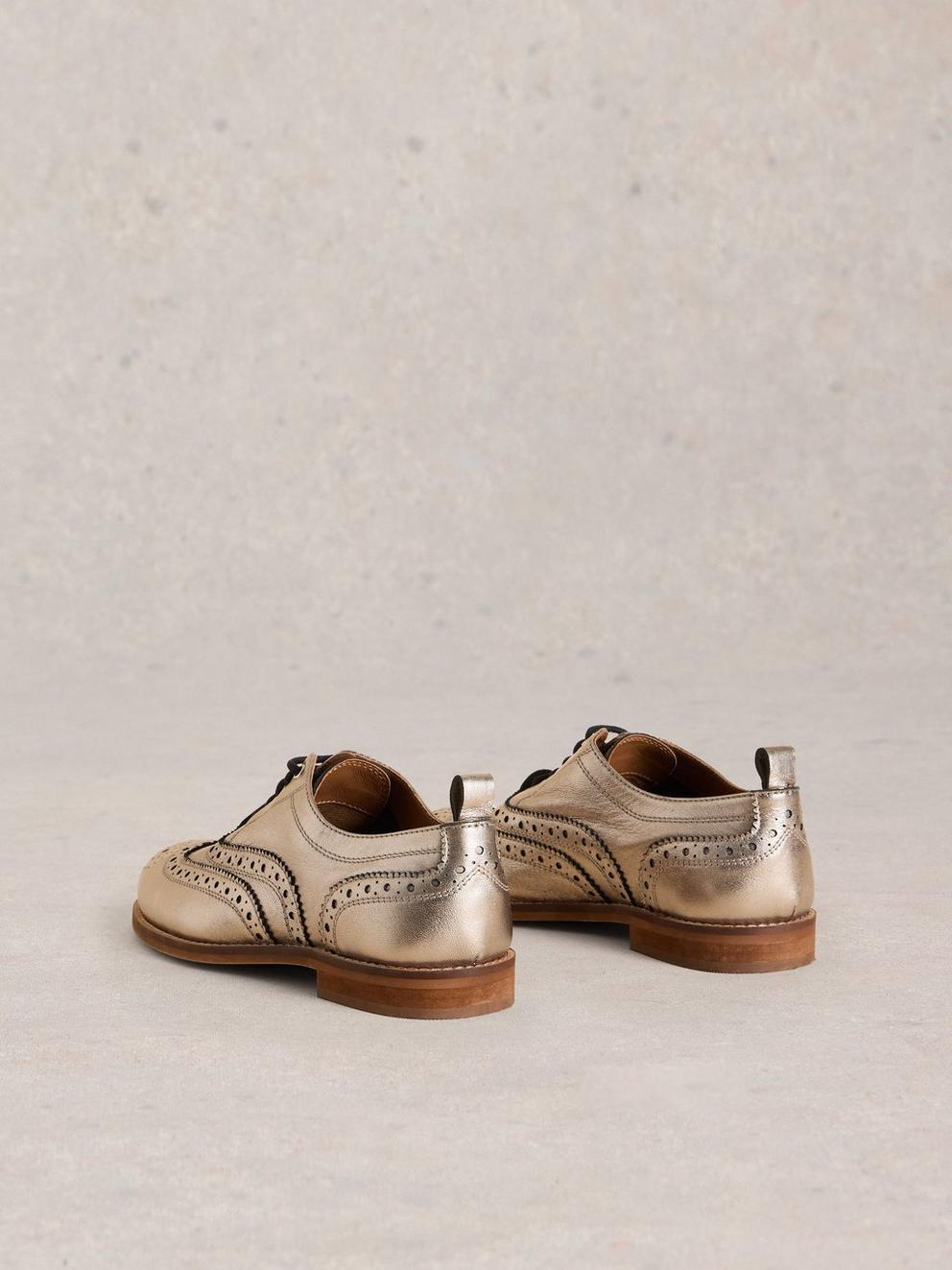 Thistle Leather Lace Up Brogue in COLOUR MET - FLAT BACK