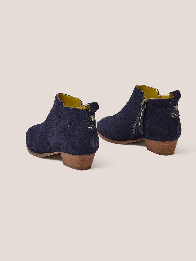 Wide Fit Suede Ankle Boot in DARK NAVY - FLAT BACK