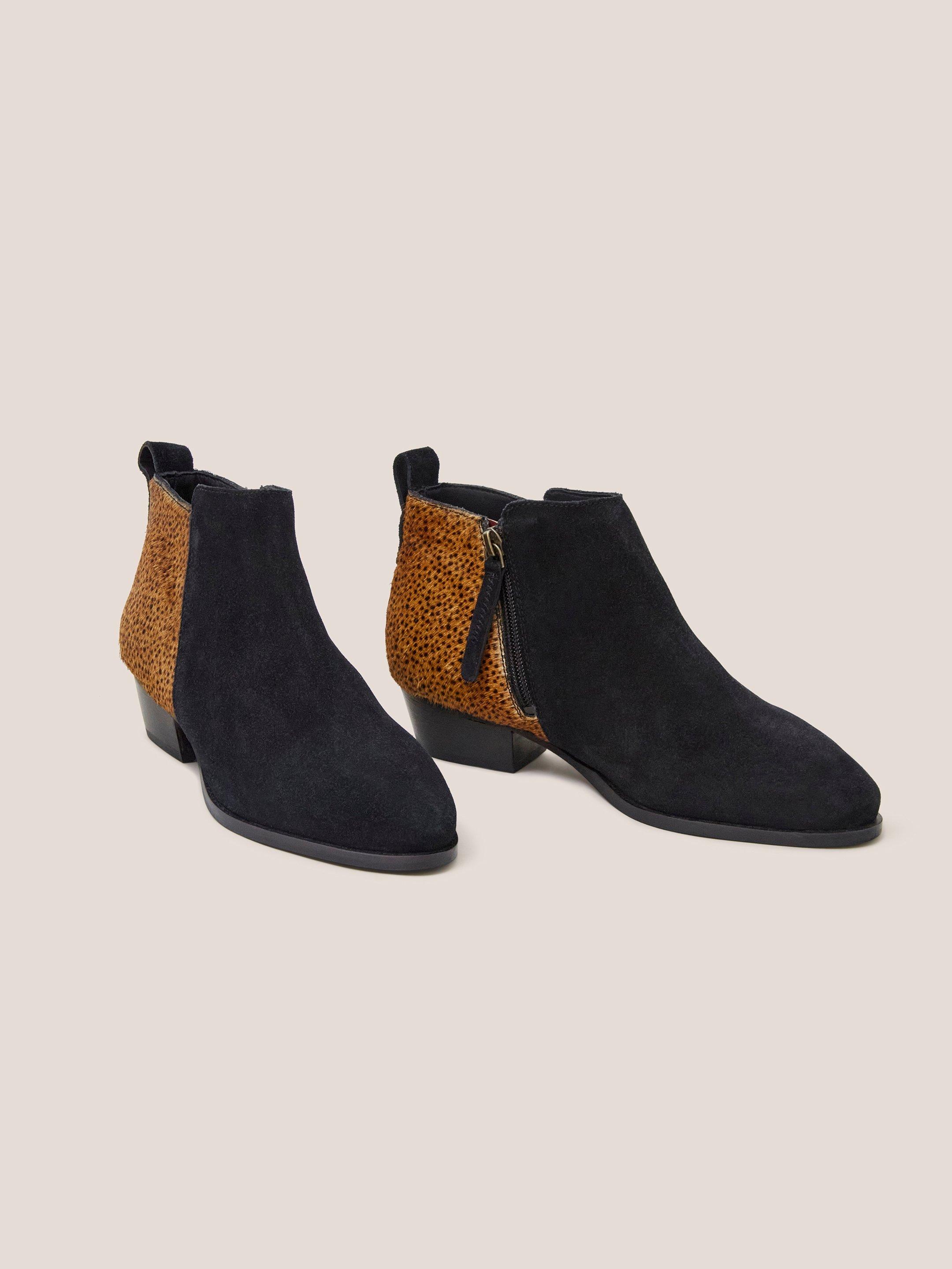 Wide Fit Suede Pony Ankle Boot in BLK PR - FLAT FRONT