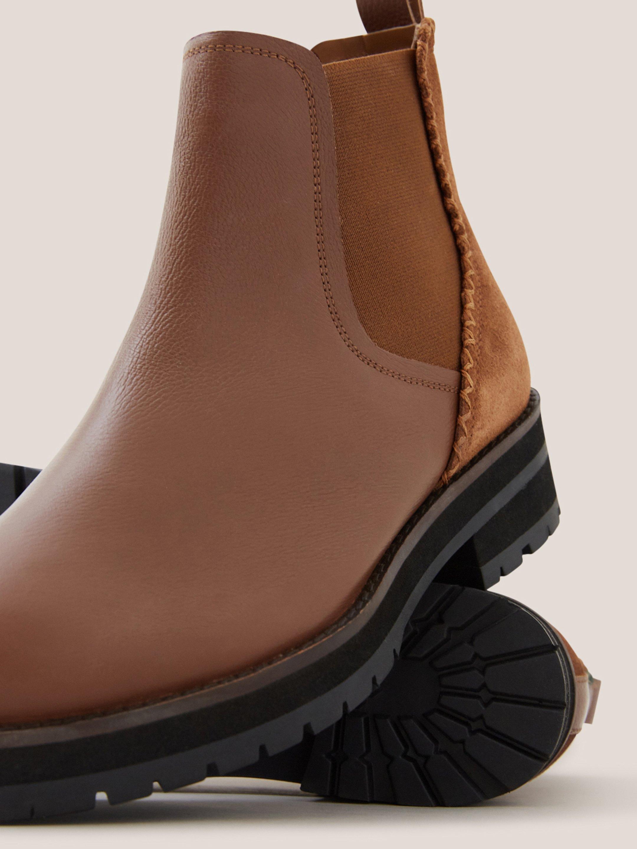 Wide Fit Leather Chelsea Boot in MID TAN - FLAT DETAIL