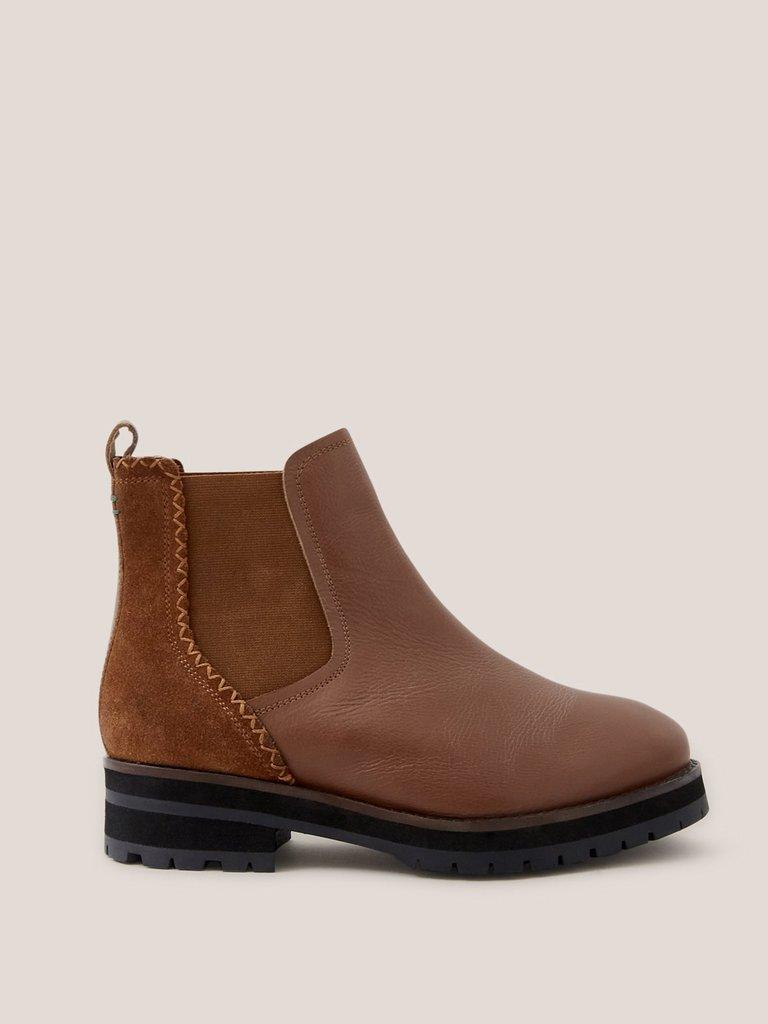 Wide Fit Leather Chelsea Boot in MID TAN - MODEL FRONT