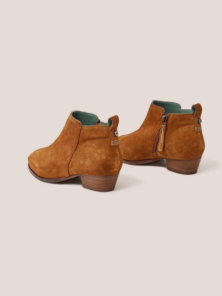 Suede Wide Fit Ankle Boot in DARK TAN - FLAT BACK