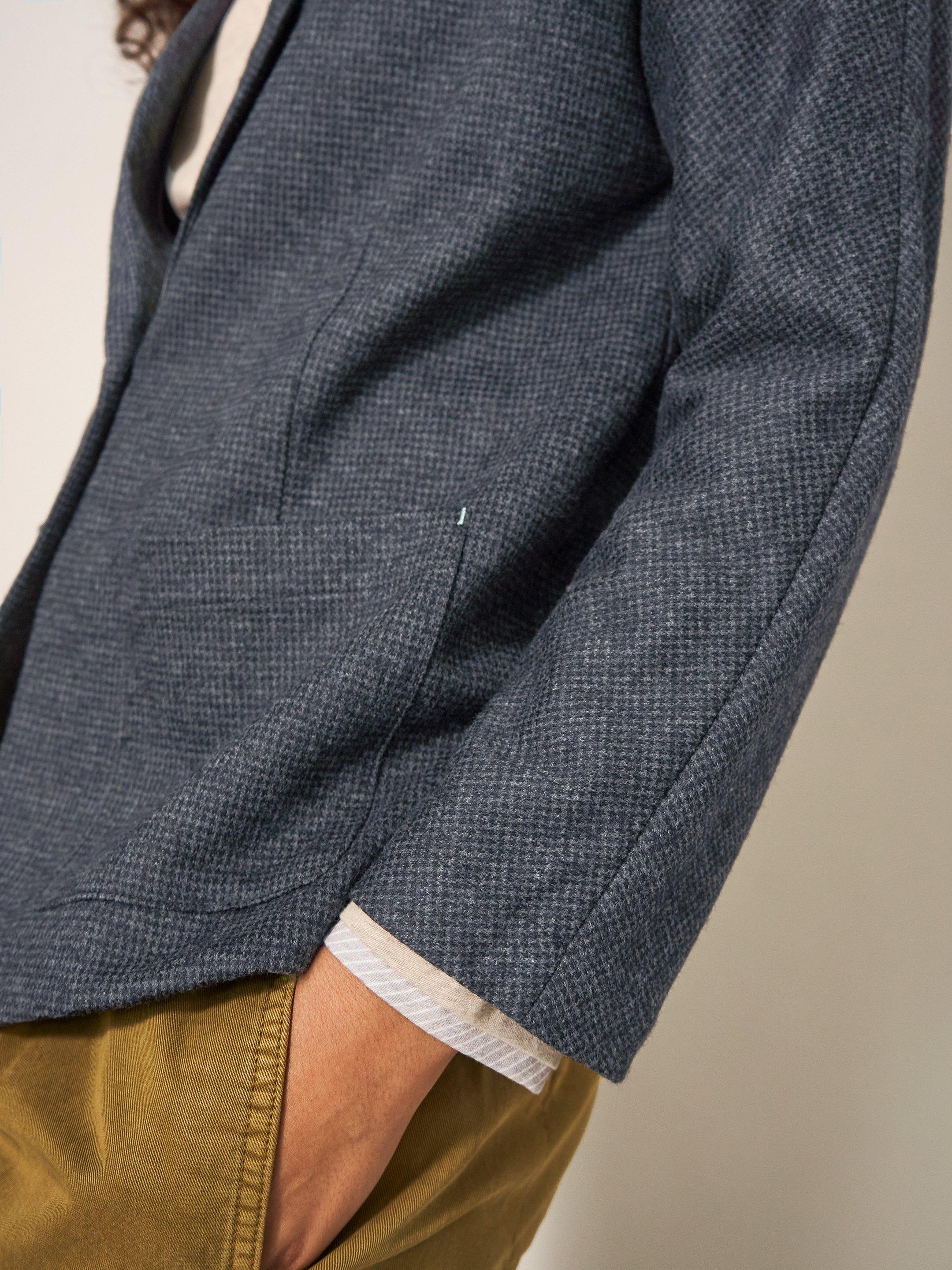 Daphne Smart Long Sleeve Jersey Blazer in GREY MLT - MODEL FRONT