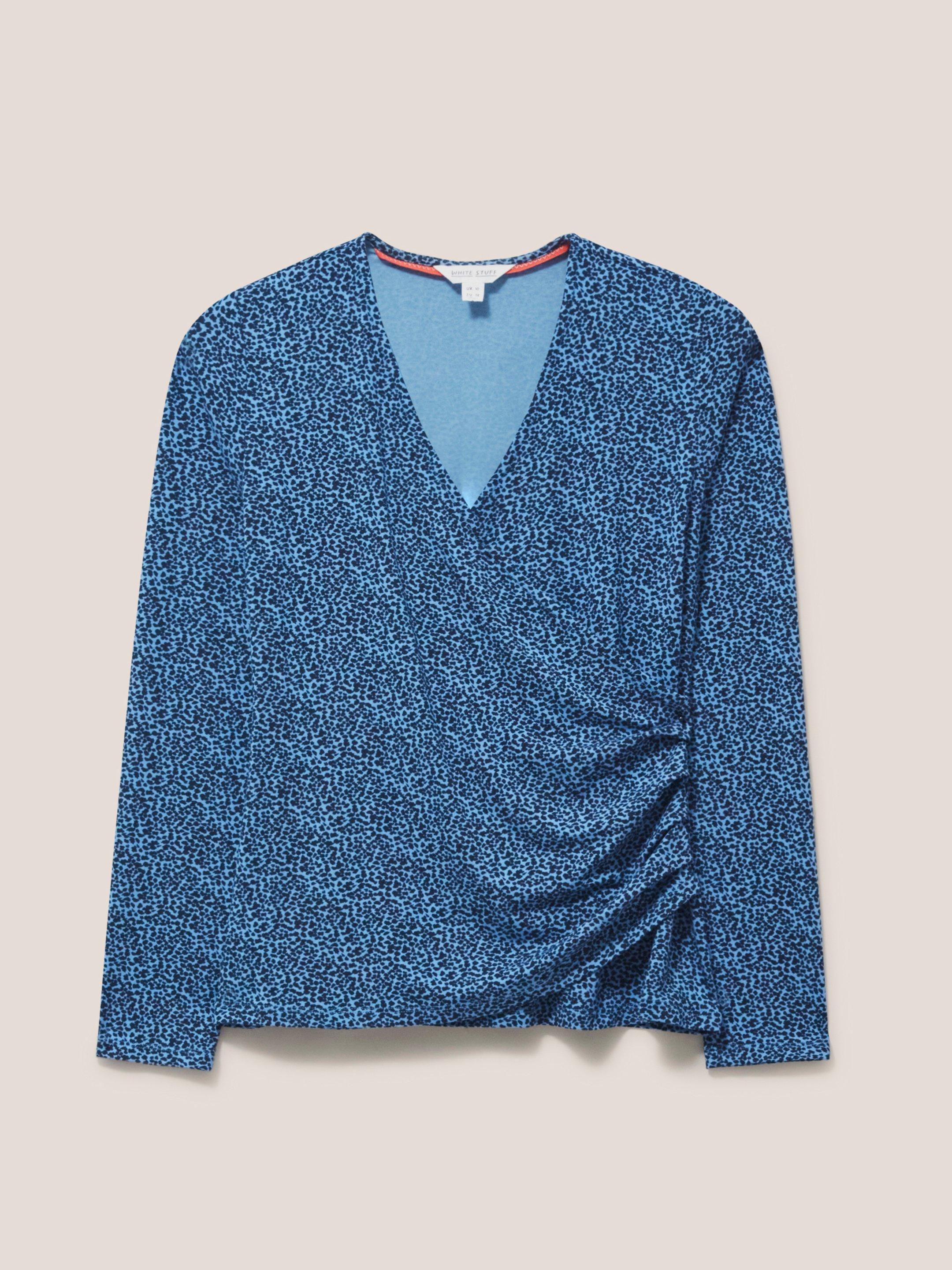 Wrap Top in BLUE MLT - FLAT FRONT