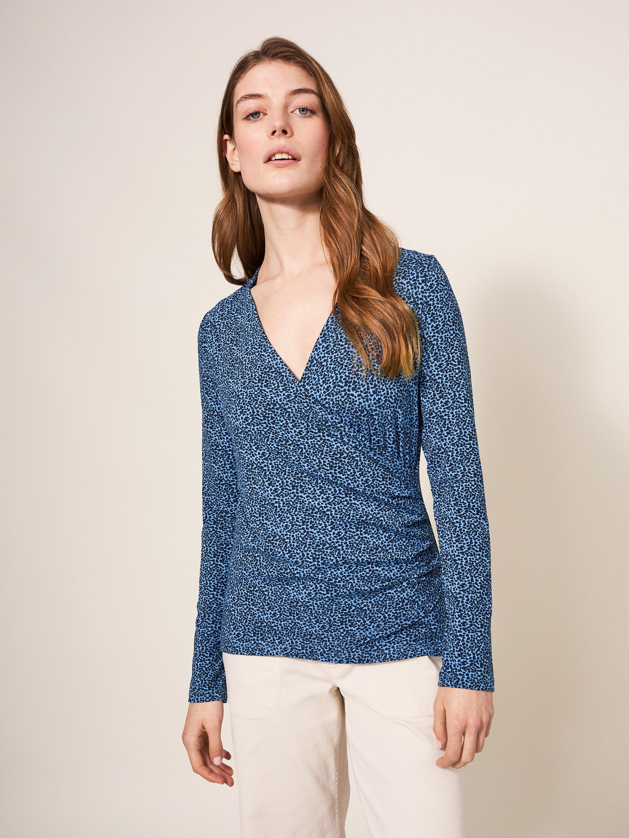 Wrap Top in BLUE MLT - LIFESTYLE