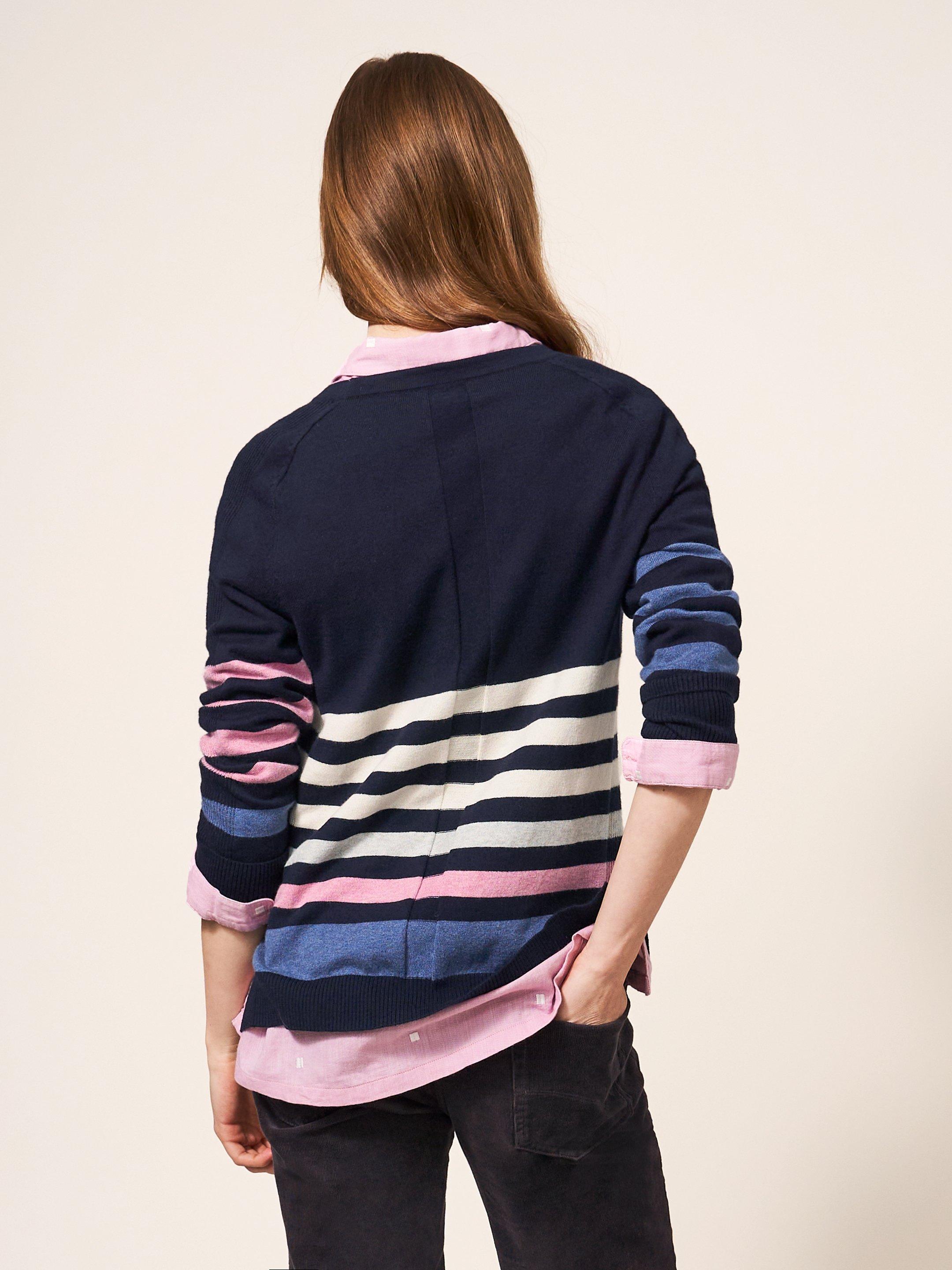 URBAN CASUAL JUMPER in NAVY MULTI - MODEL BACK