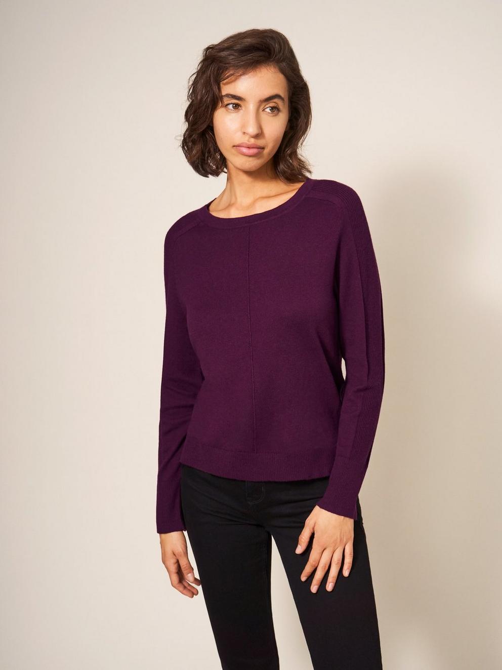 URBAN JUMPER in DK PLUM - MODEL DETAIL