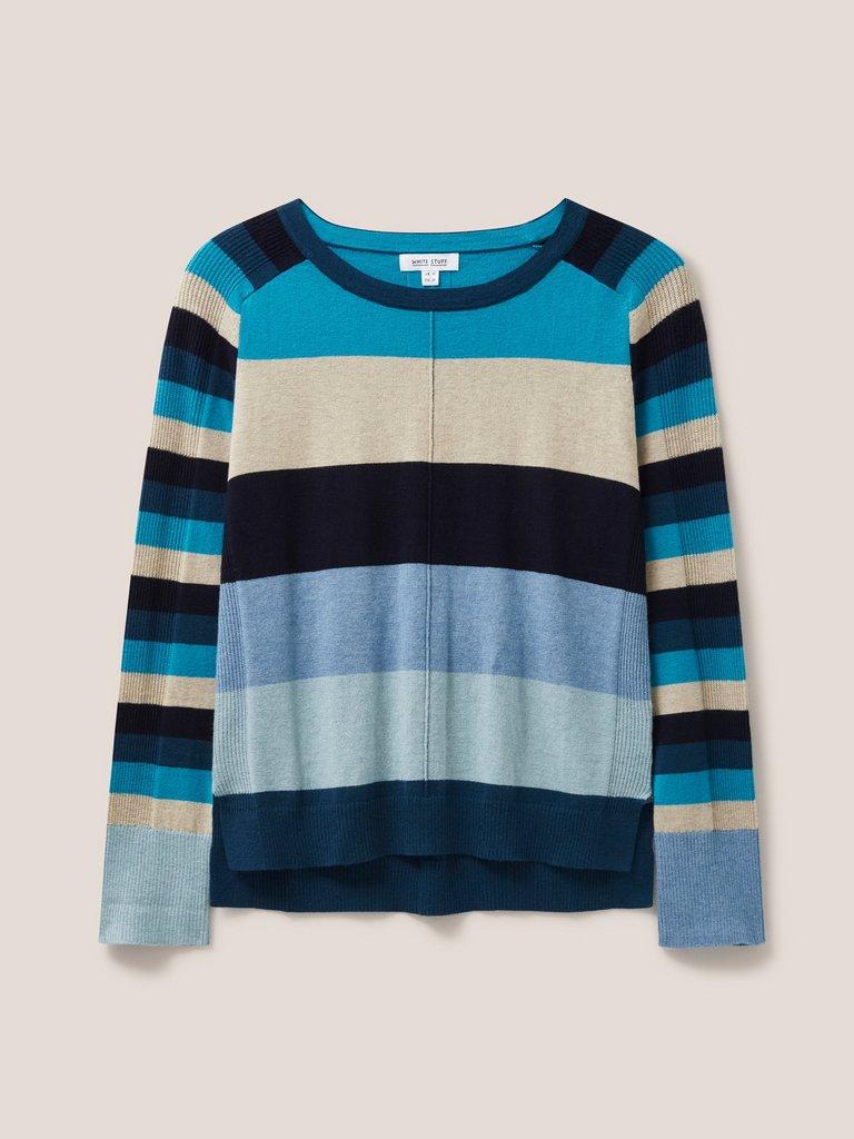 URBAN COLOURBLOCK JUMPER in TEAL MLT - FLAT FRONT