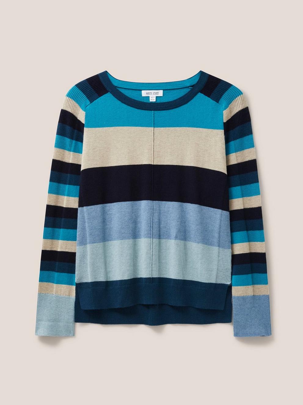 URBAN COLOURBLOCK JUMPER in TEAL MLT - FLAT FRONT