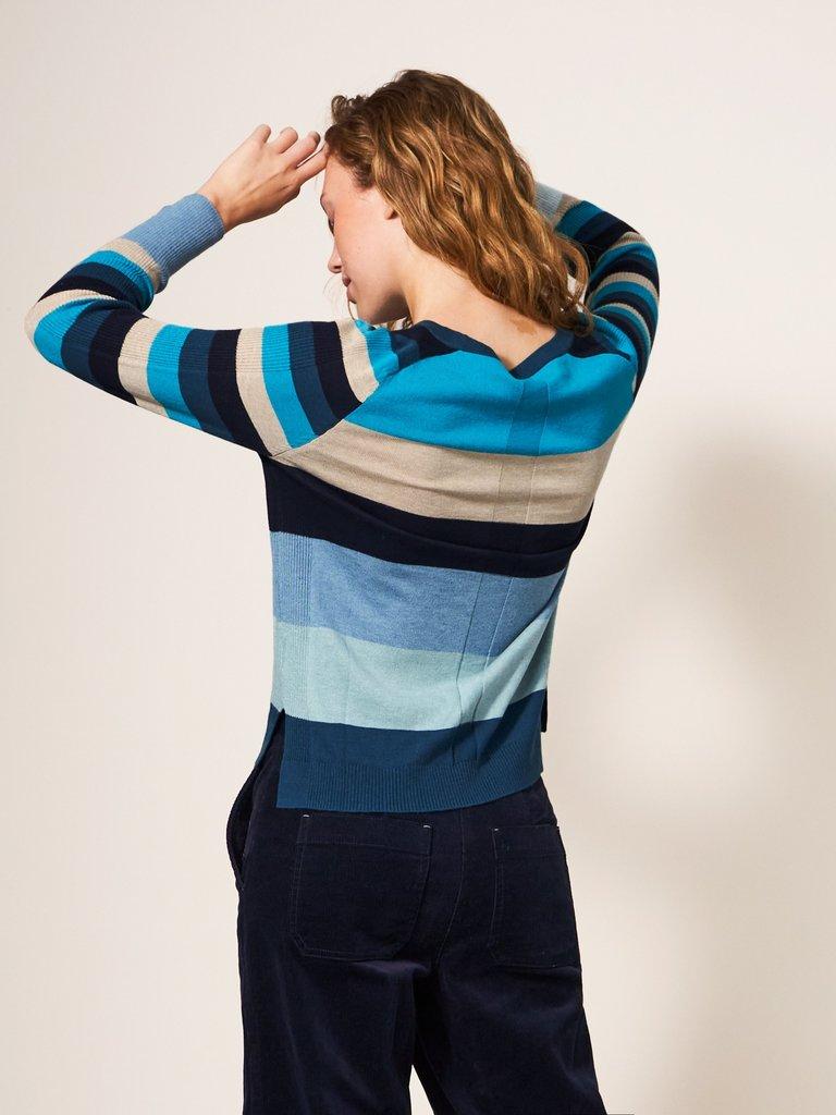 URBAN COLOURBLOCK JUMPER in TEAL MLT - MODEL BACK