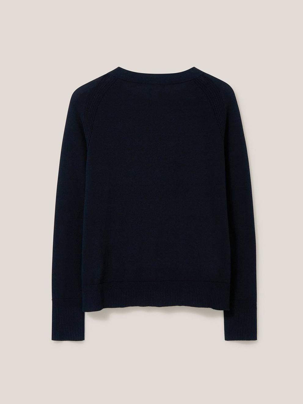 Lulu Knitted Cardi in PURE BLK - FLAT BACK