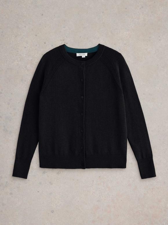 WOMENS LULU LONG SLEEVE CARDI in PURE BLACK | White Stuff