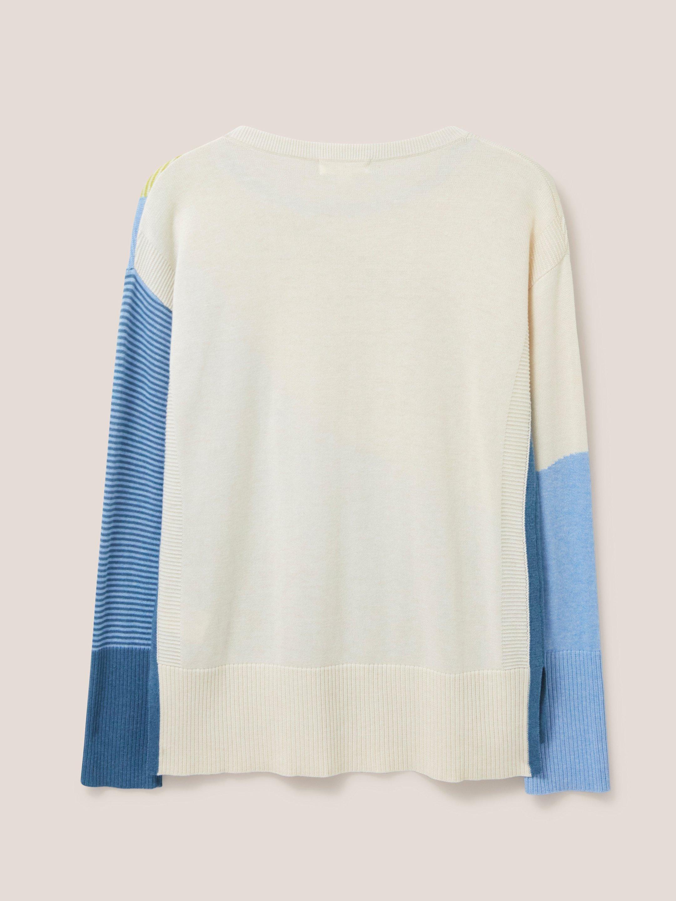 OLIVE ABSTRACT JUMPER  in BLUE MLT - FLAT BACK