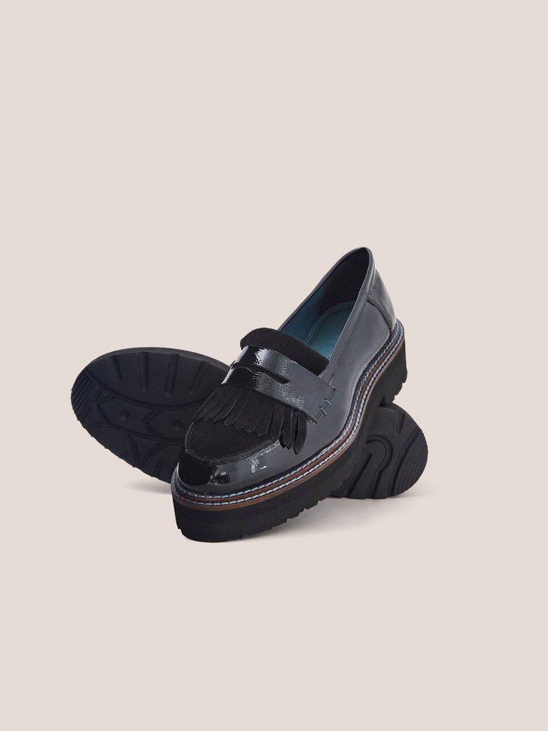 Elva Chunky Leather Loafer in PURE BLK - FLAT DETAIL