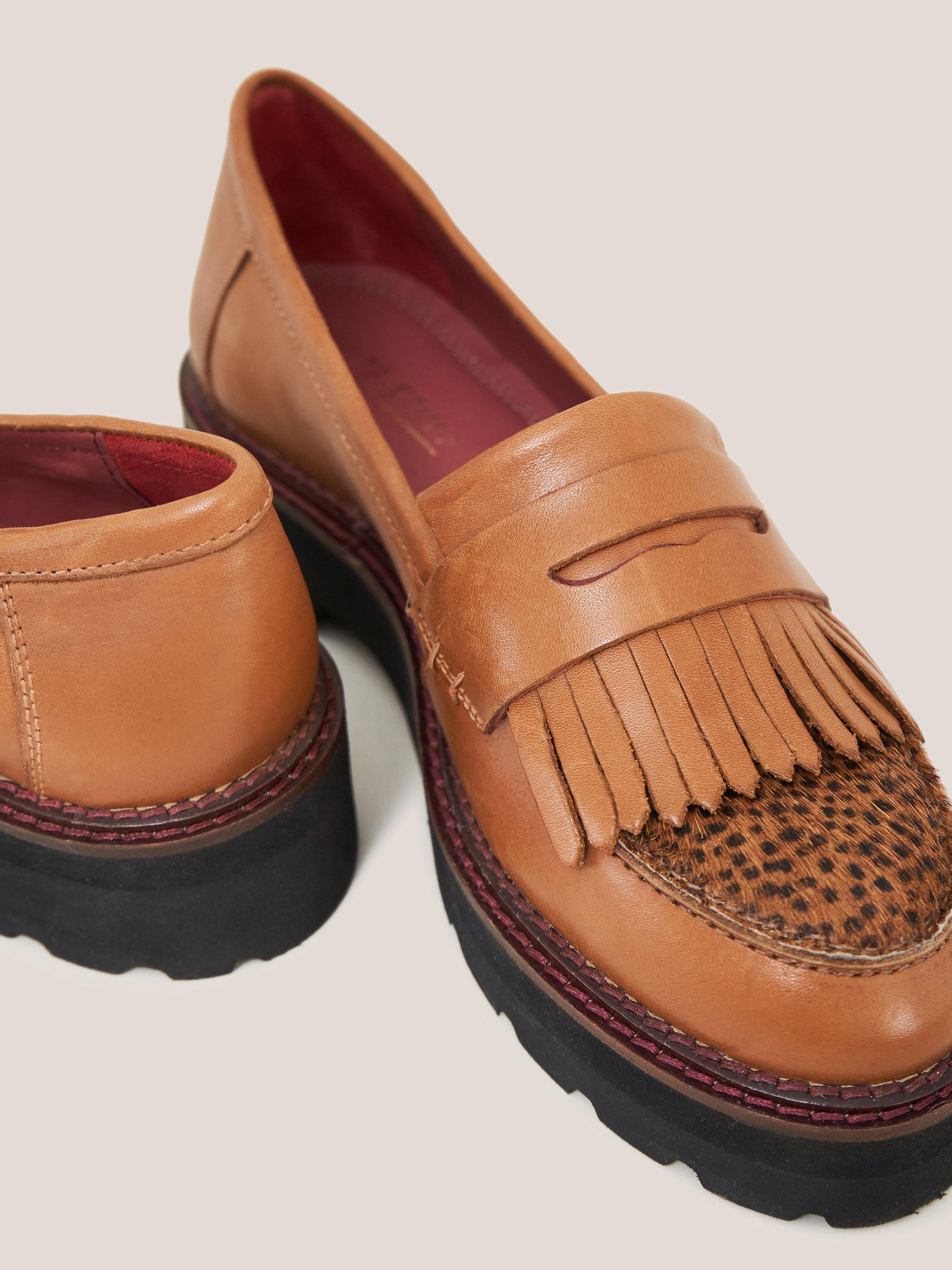 Elva Chunky Leather Loafer in TAN MULTI - FLAT DETAIL