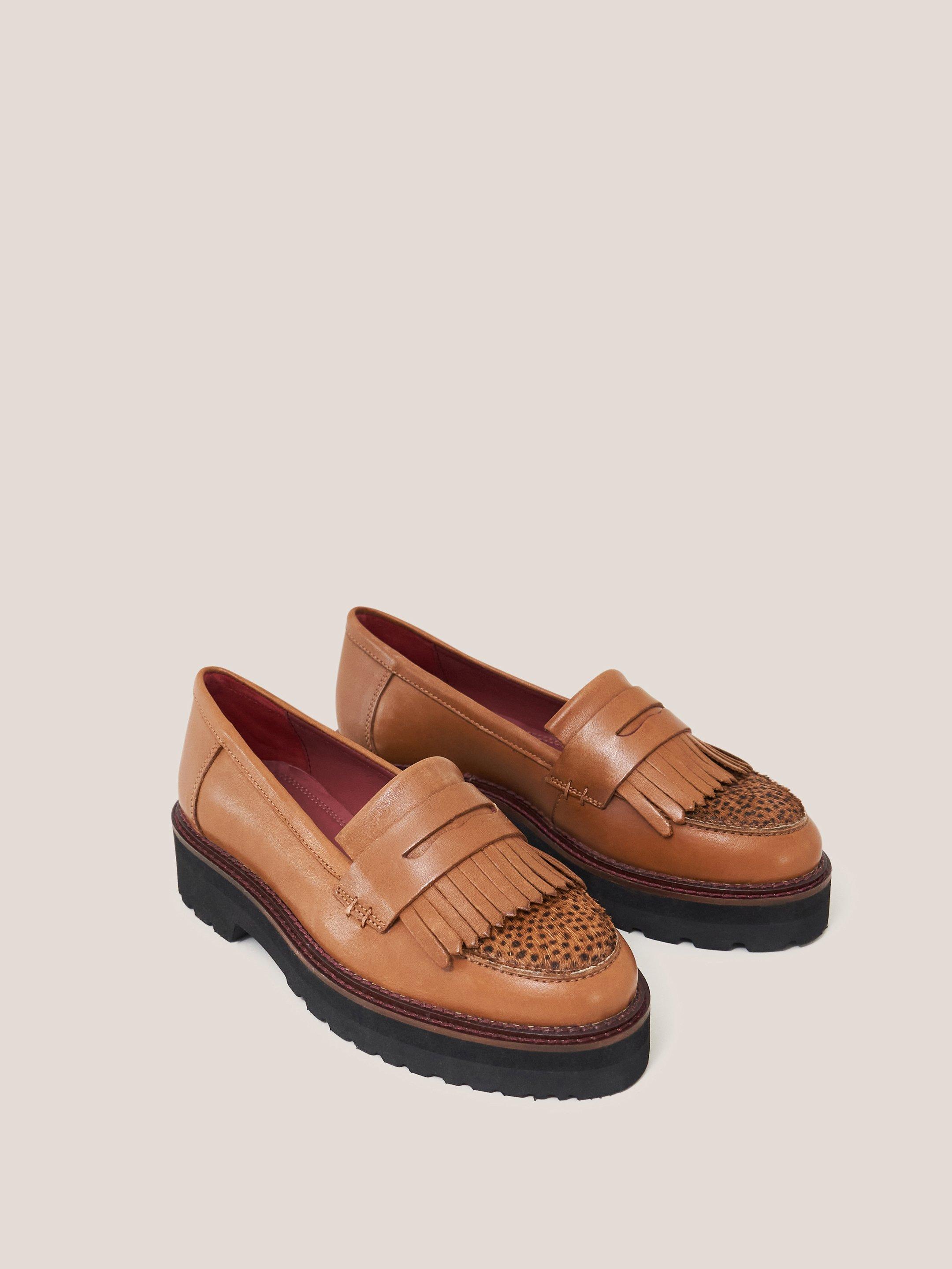 Elva Chunky Leather Loafer in TAN MULTI - FLAT FRONT
