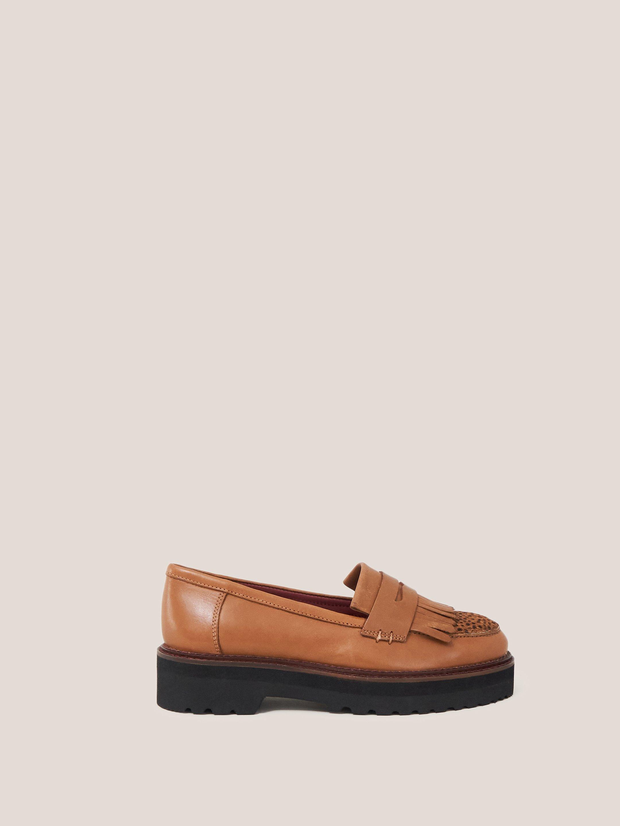 Elva Chunky Leather Loafer in TAN MULTI - MODEL FRONT