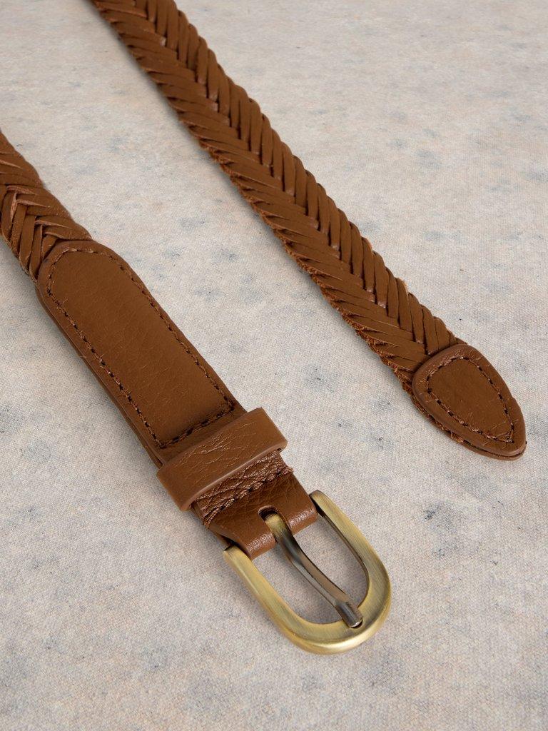 Plaited Leather Skinny Belt