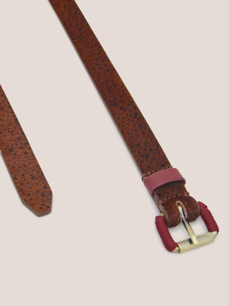 Clara Leather Buckle Belt in TAN MULTI - FLAT DETAIL
