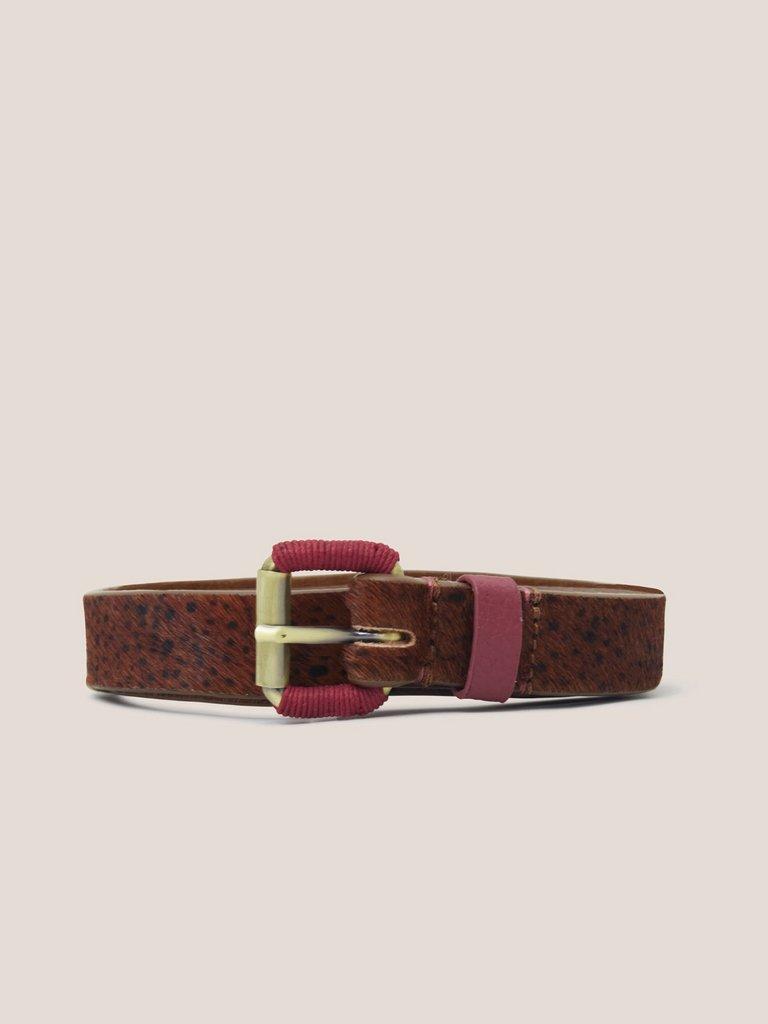 Clara Leather Buckle Belt in TAN MULTI - FLAT FRONT
