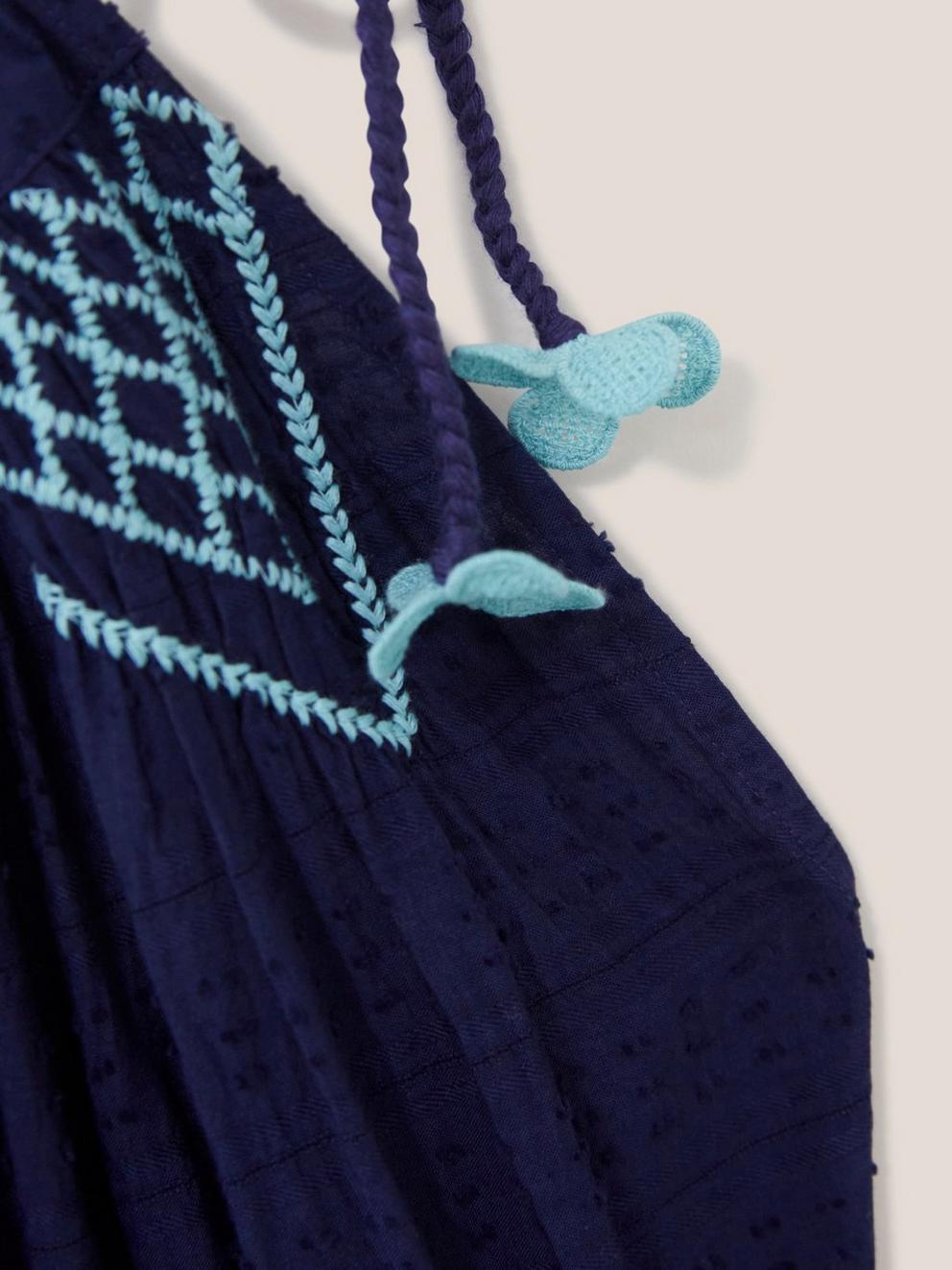 Lulee Cotton Maxi Dress in NAVY MULTI - FLAT DETAIL