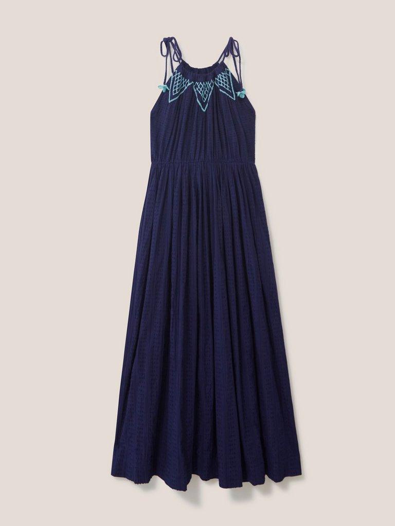 Lulee Cotton Maxi Dress in NAVY MULTI - FLAT FRONT