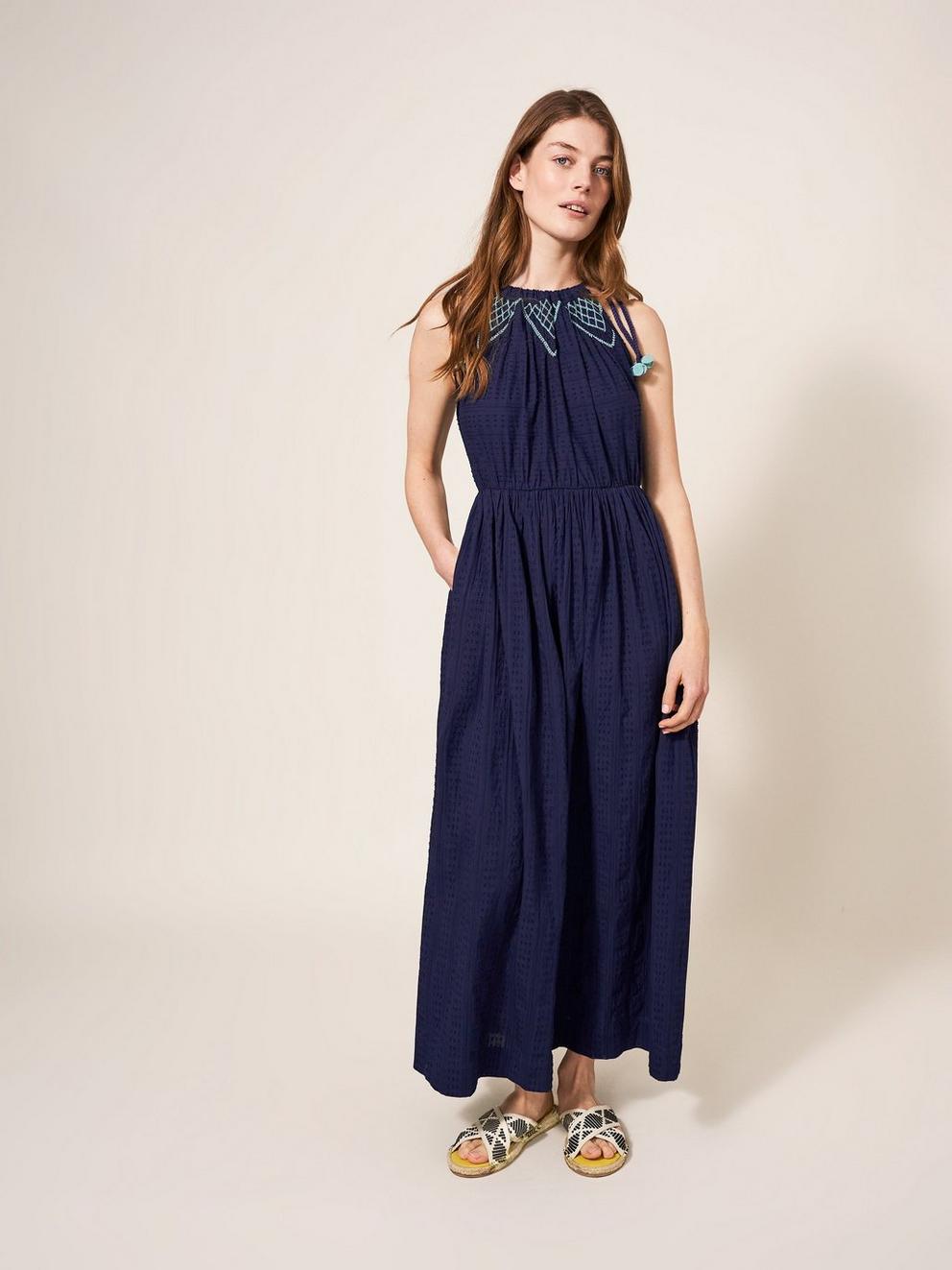Lulee Cotton Maxi Dress in NAVY MULTI - LIFESTYLE