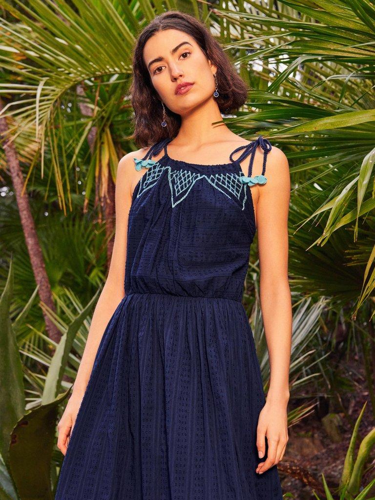 Lulee Cotton Maxi Dress in NAVY MULTI - MIXED