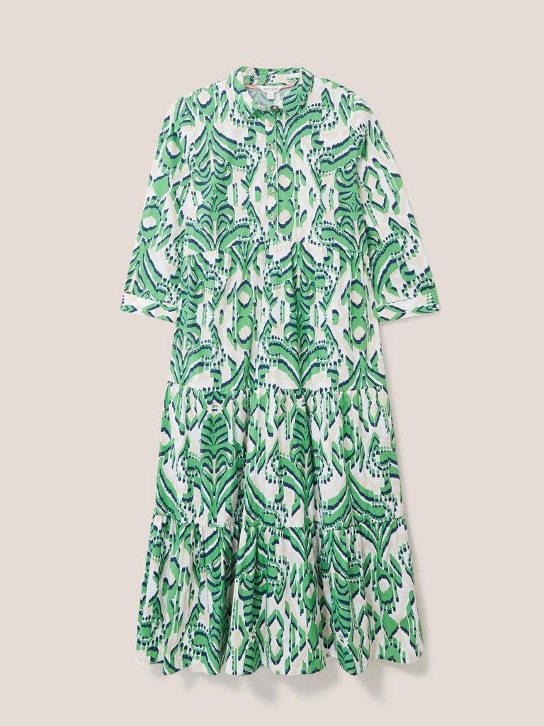 Mayra Tiered Shirt Dress in GREEN MULTI