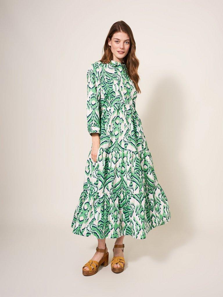 Mayra Tiered Dress in GREEN MLT - LIFESTYLE
