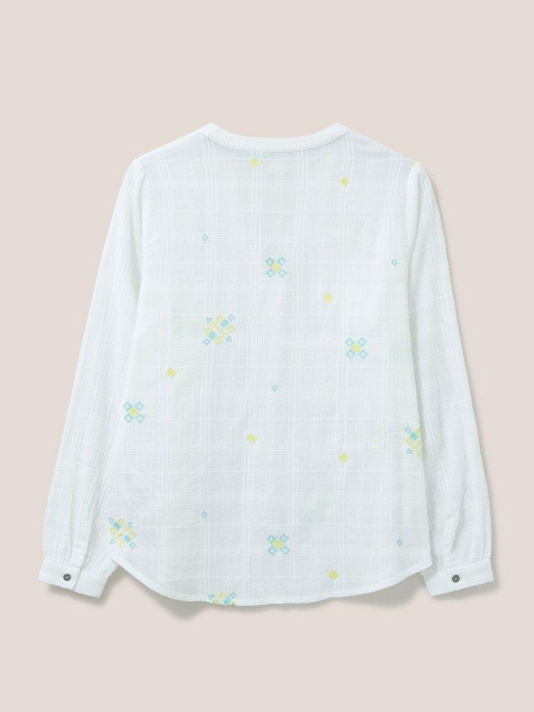 Kate Embroidered Cotton Shirt in PALE IVORY - FLAT BACK