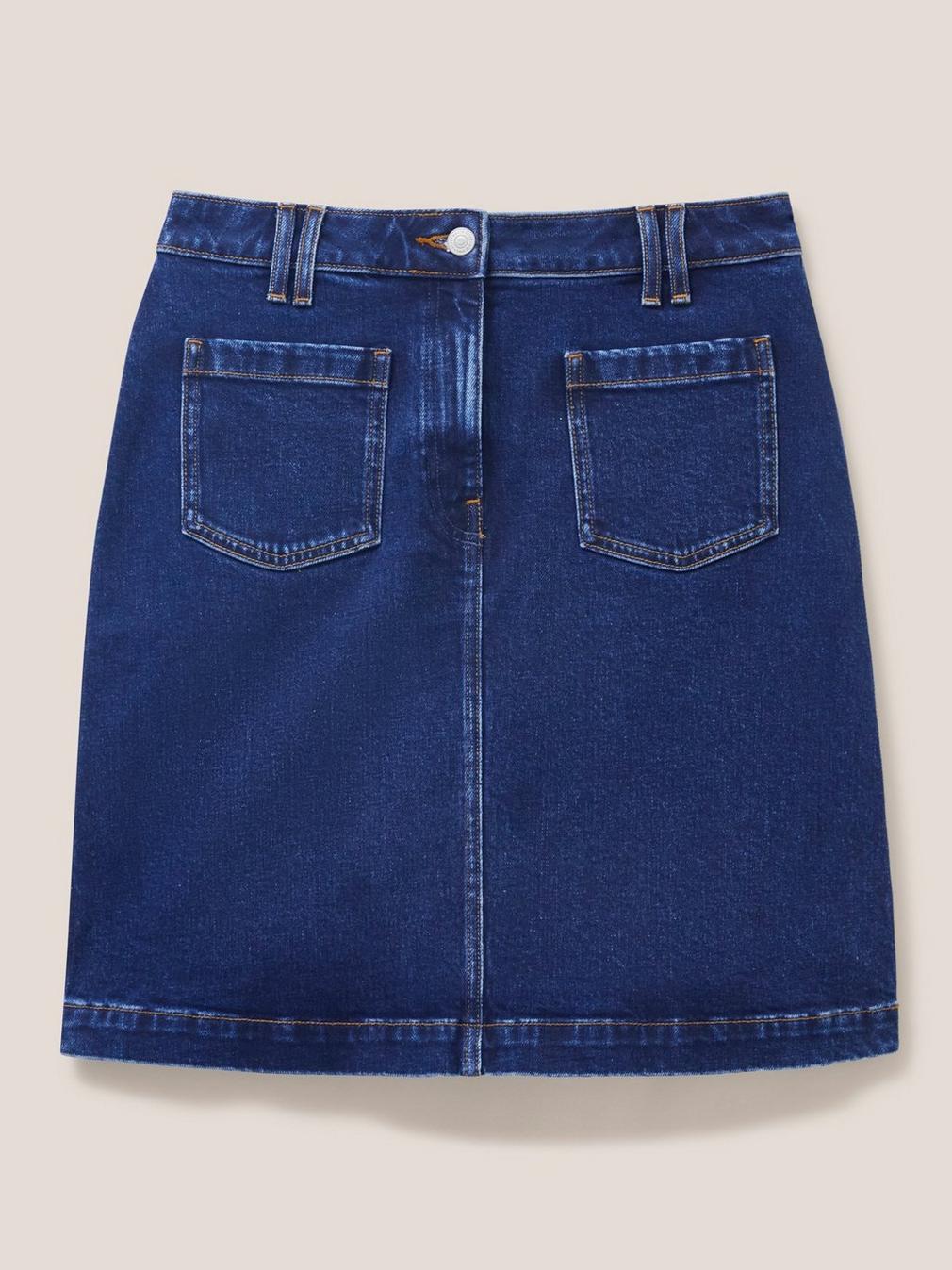 Melody Denim Skirt in DK DENIM - FLAT FRONT