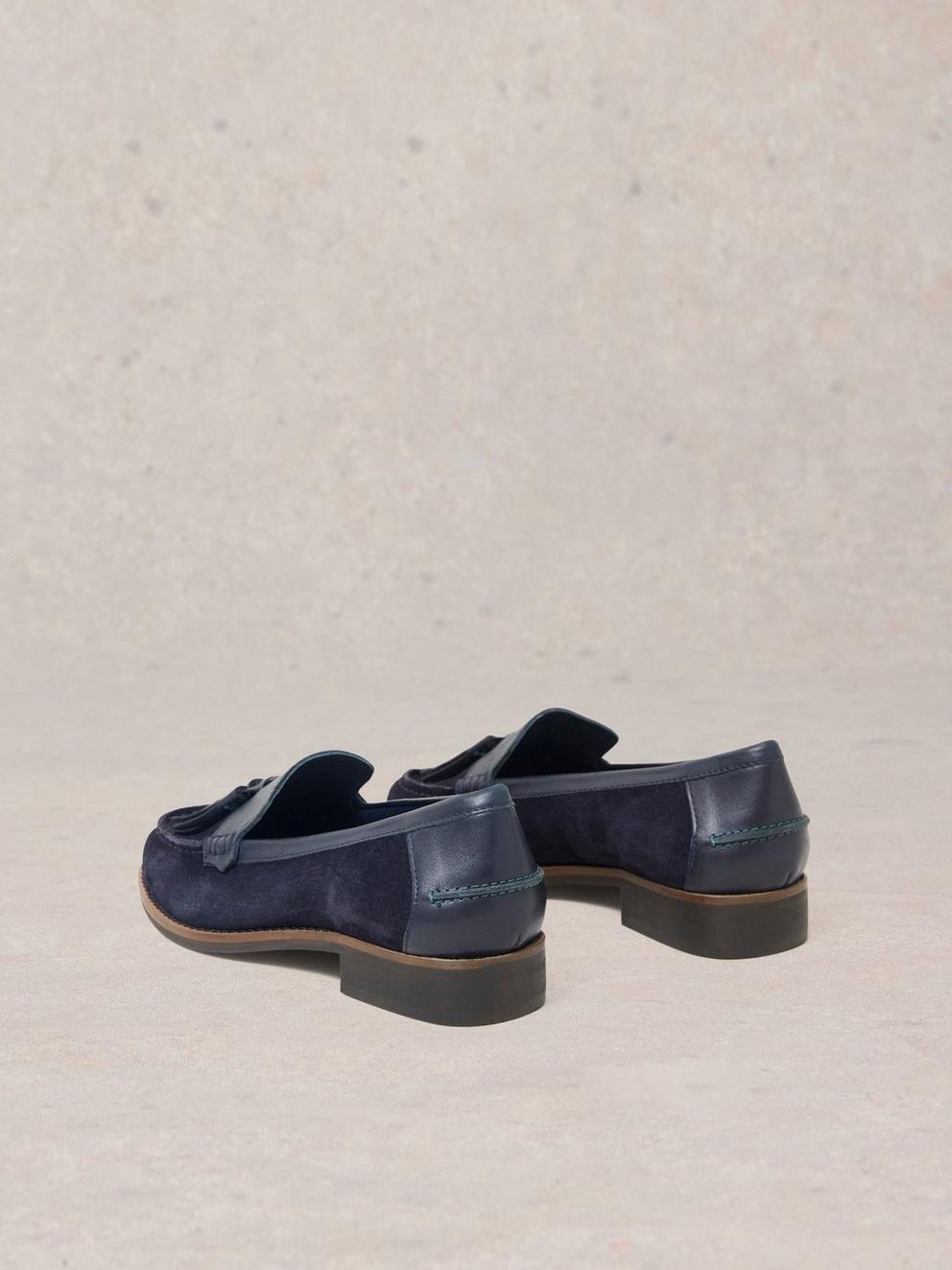 Elba Leather Loafer in DARK NAVY - FLAT BACK