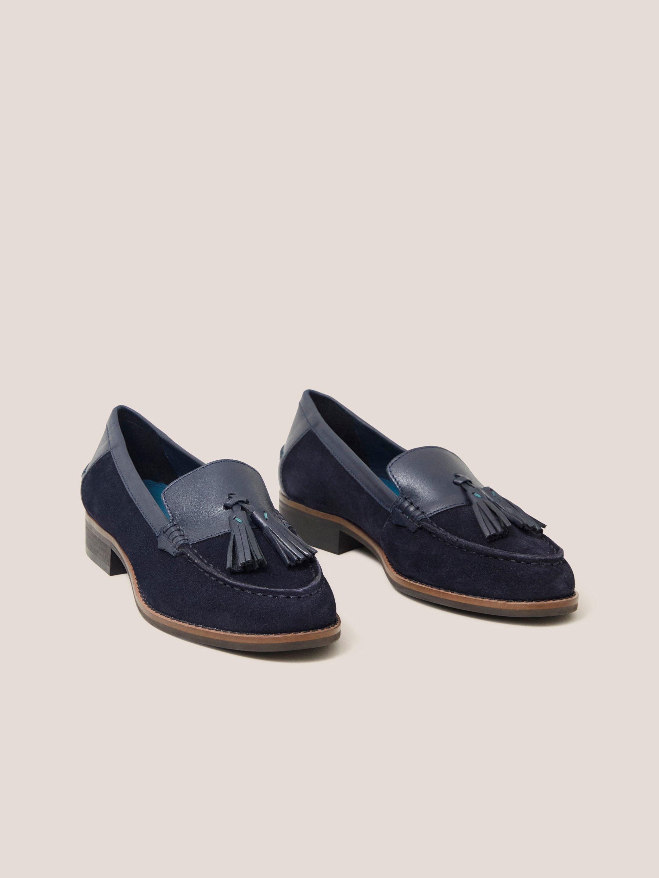 Elba Leather Loafer in DARK NAVY - FLAT FRONT