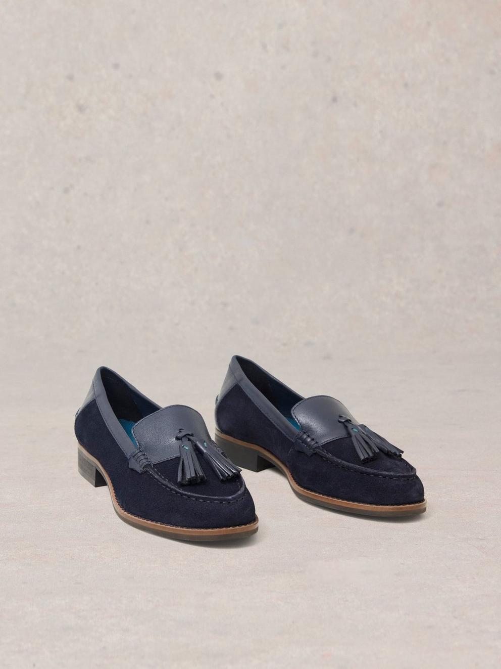 Elba Leather Loafer in DARK NAVY - FLAT FRONT