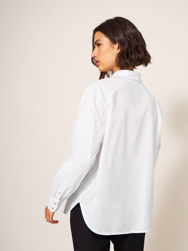 Freya Longline Shirt in NAT WHITE - MODEL BACK