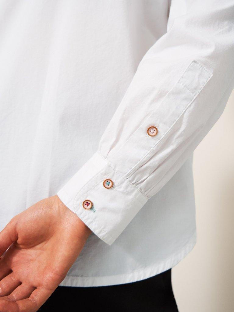Freya Longline Shirt in NAT WHITE - MODEL FRONT