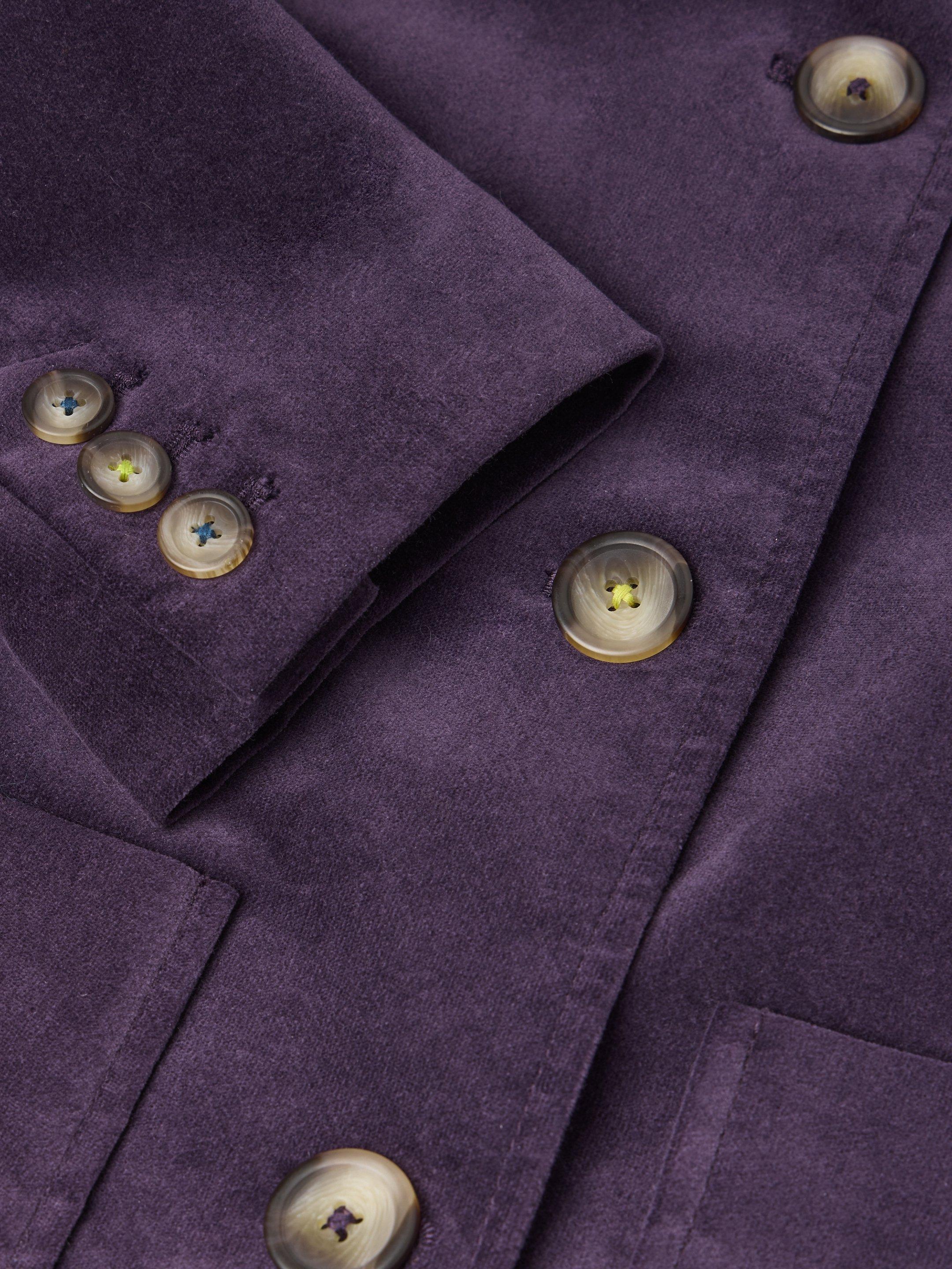 Karla Velvet Peacoat in DK PURPLE - FLAT DETAIL