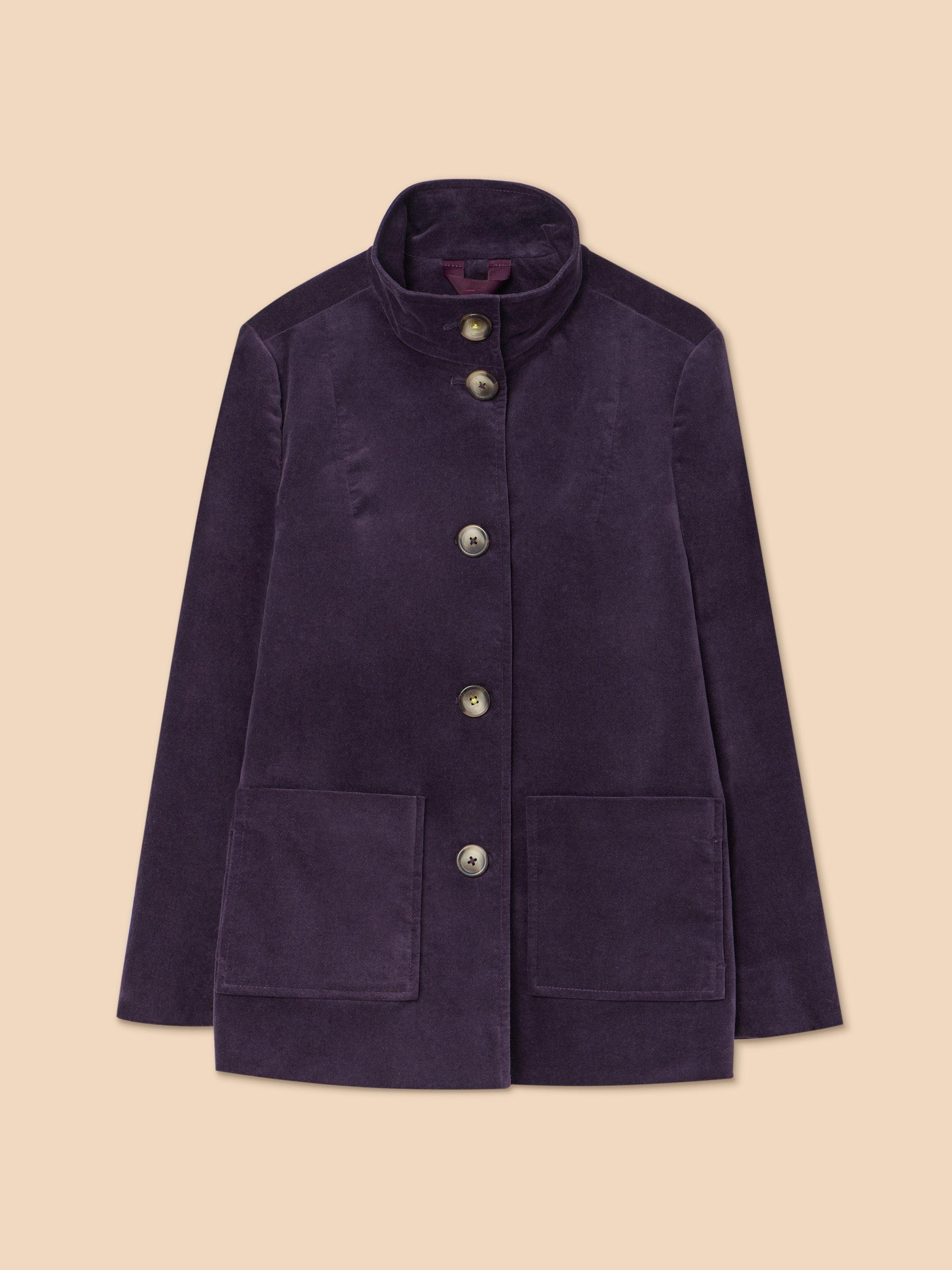 Karla Velvet Peacoat in DK PURPLE - FLAT FRONT