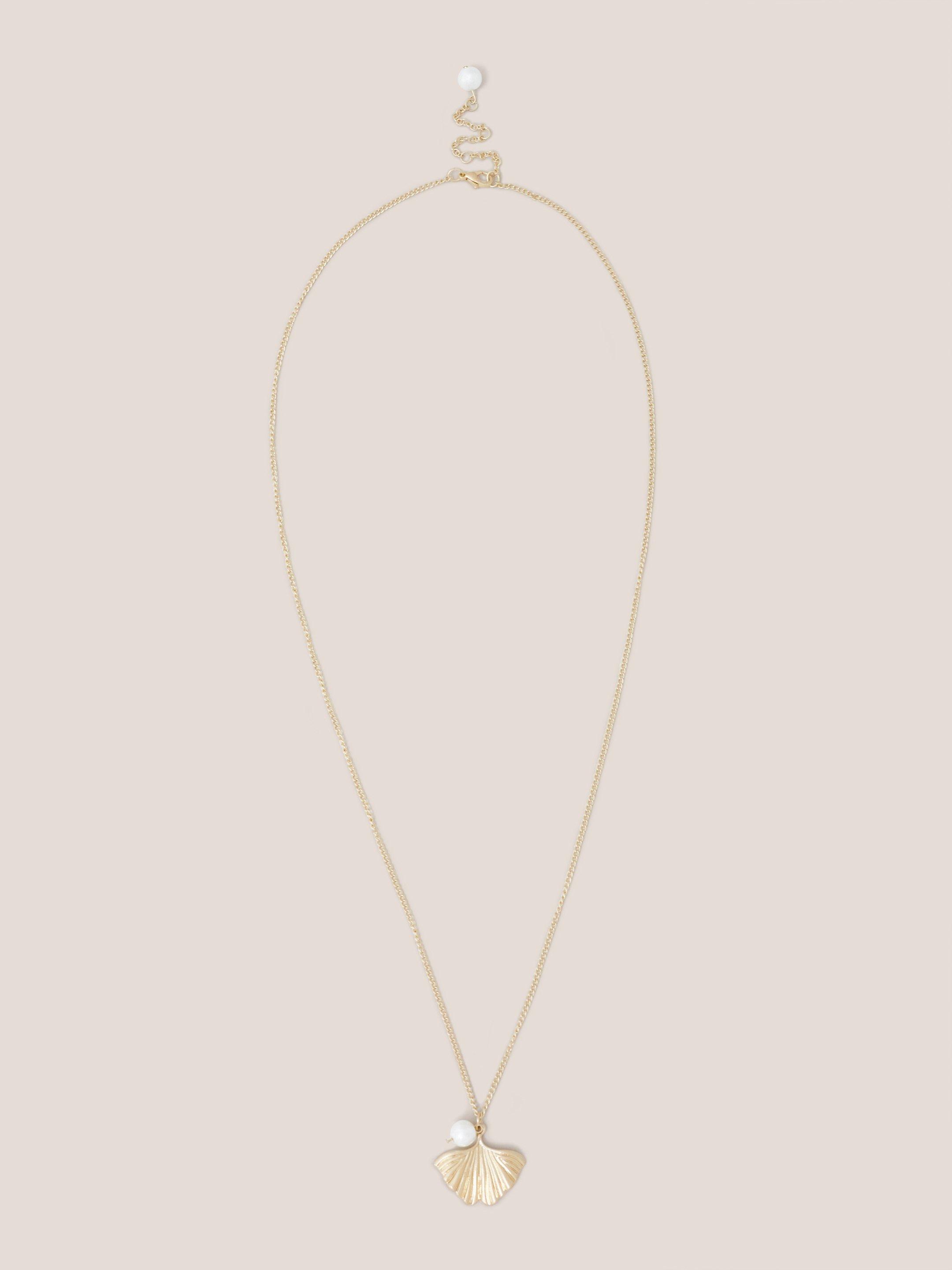 Fan Pearl Pendant Necklace in GLD TN MET - FLAT FRONT
