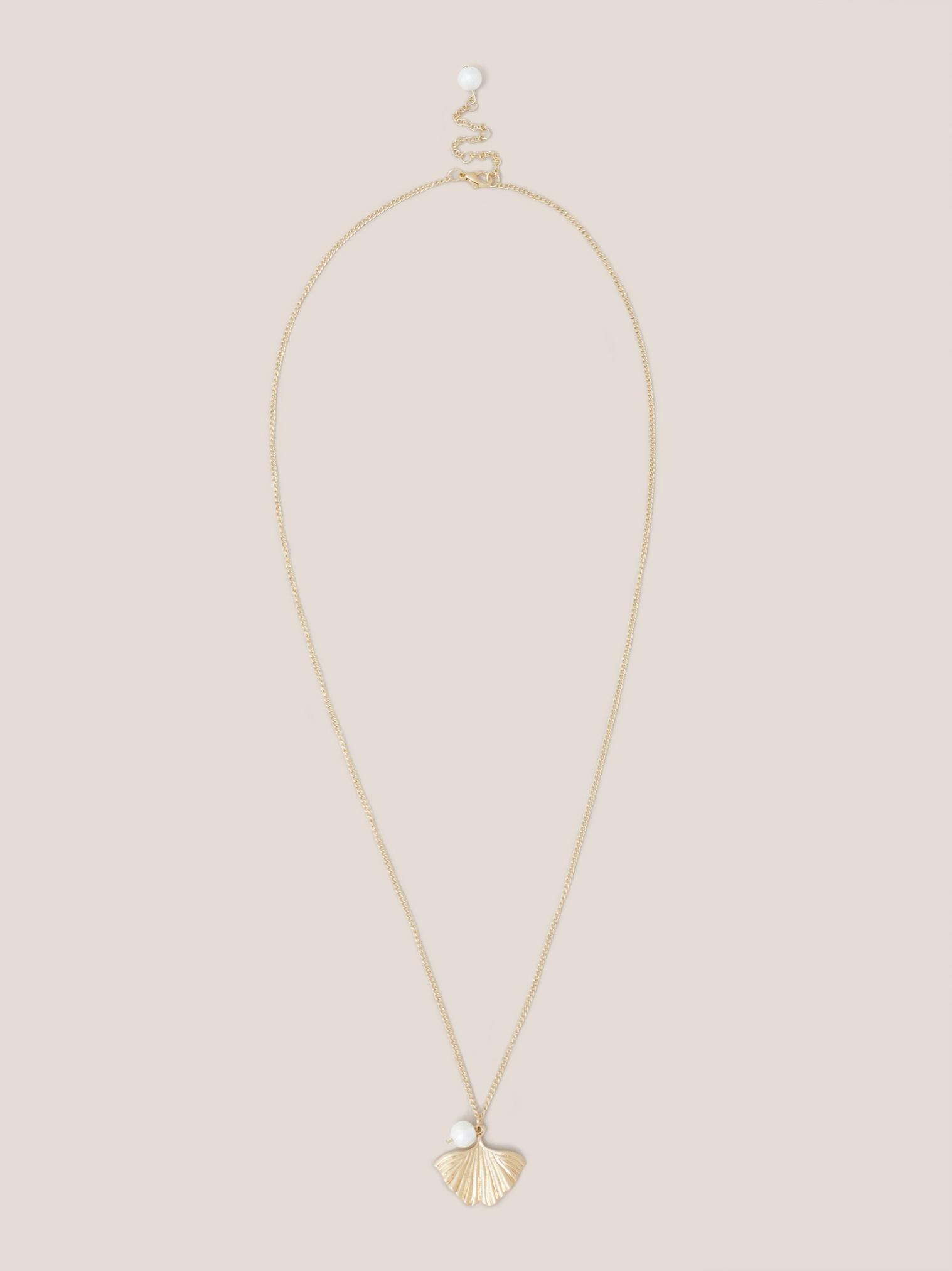 Fan Pearl Pendant Necklace in GLD TN MET - FLAT FRONT