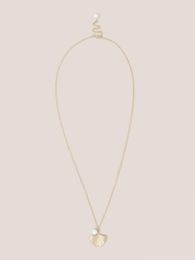 Fan Pearl Pendant Necklace in GLD TN MET - FLAT FRONT