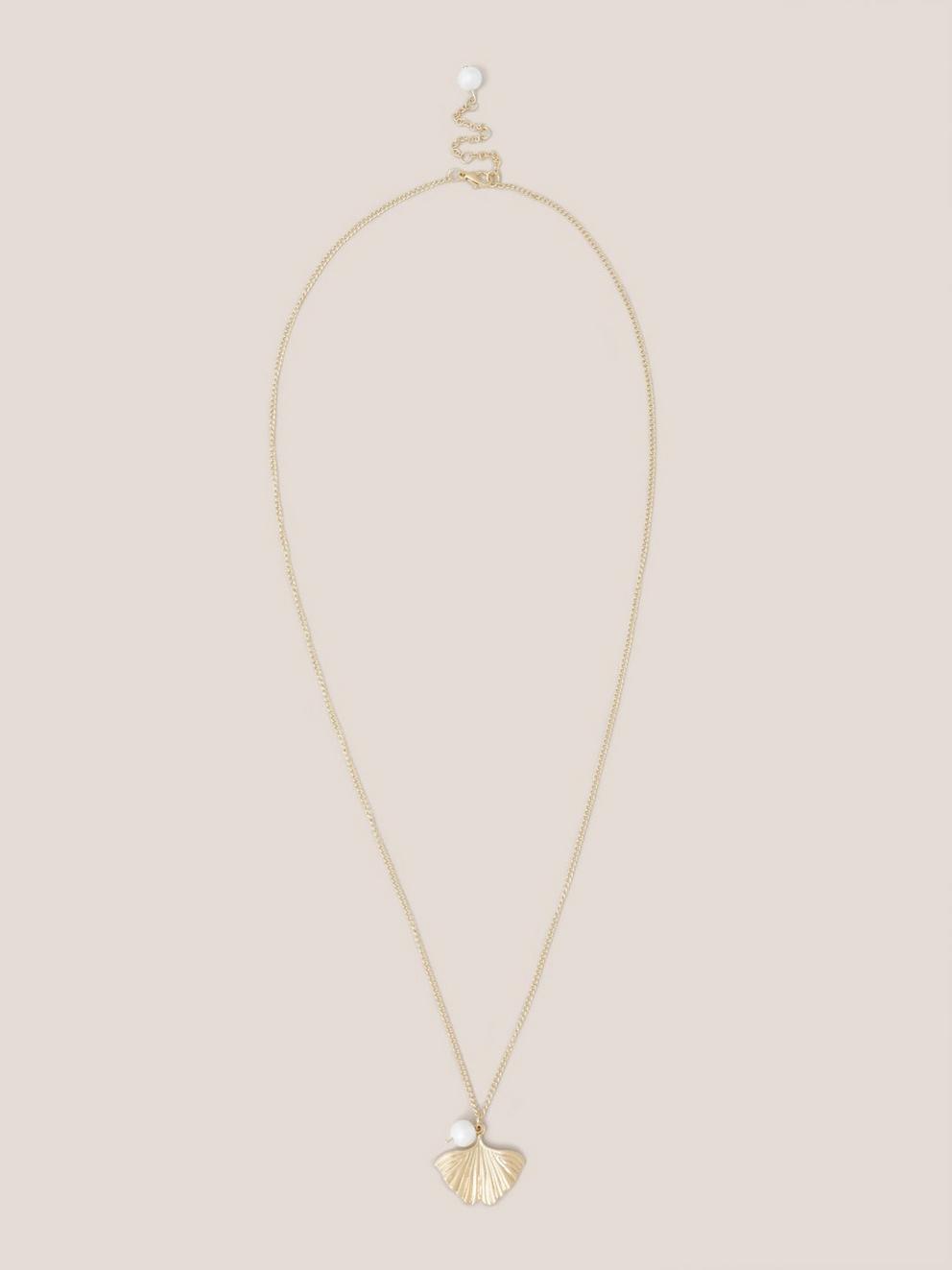 Fan Pearl Pendant Necklace in GLD TN MET - FLAT FRONT