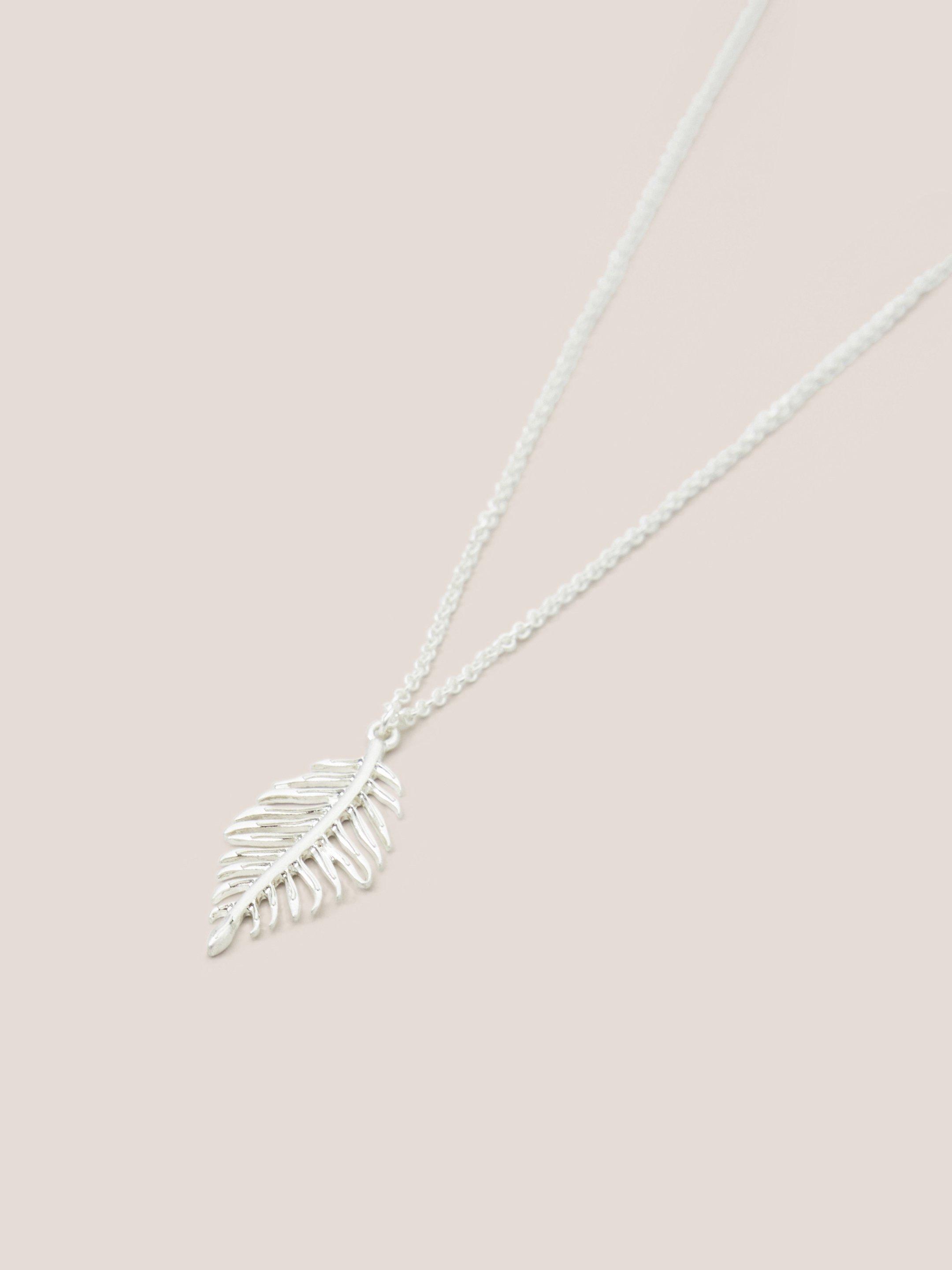Feather Pendant Necklace in SLV TN MET - FLAT DETAIL